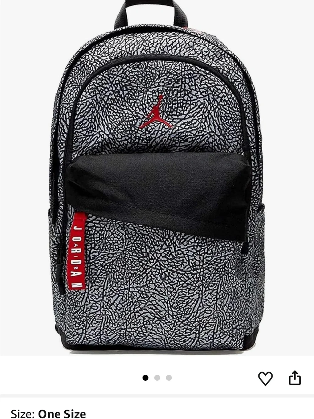 Jordan Grey/Black Patterned Backpack with Red Jumpman